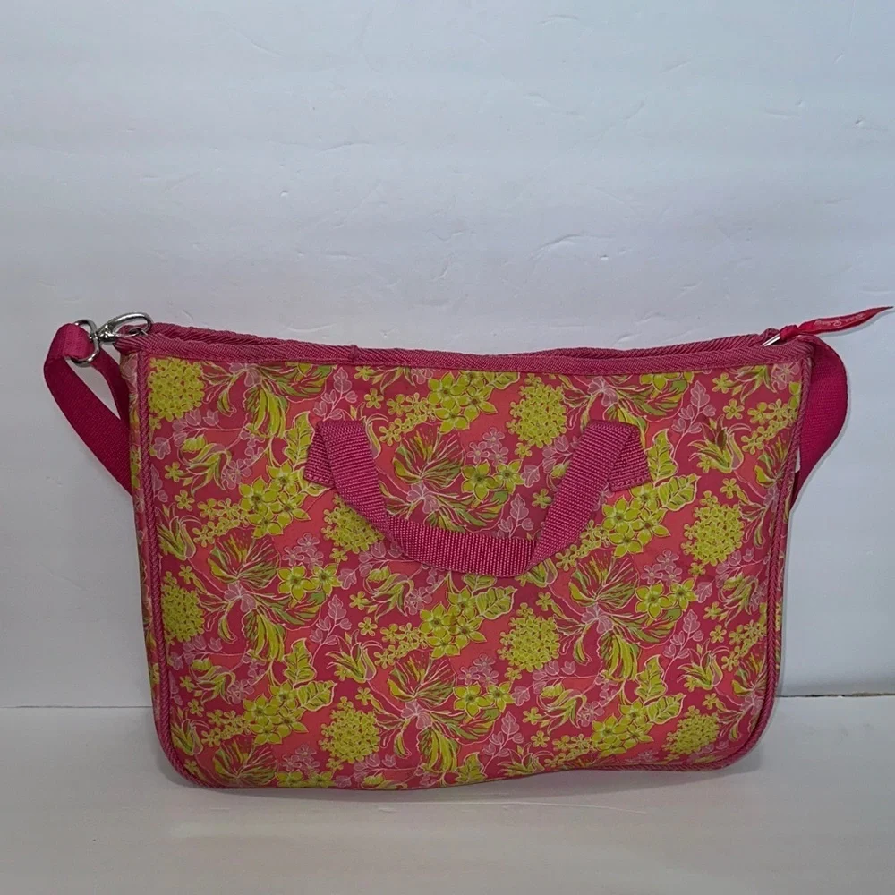 Lilly Pulitzer laptop tote bag Floral Pink and Green